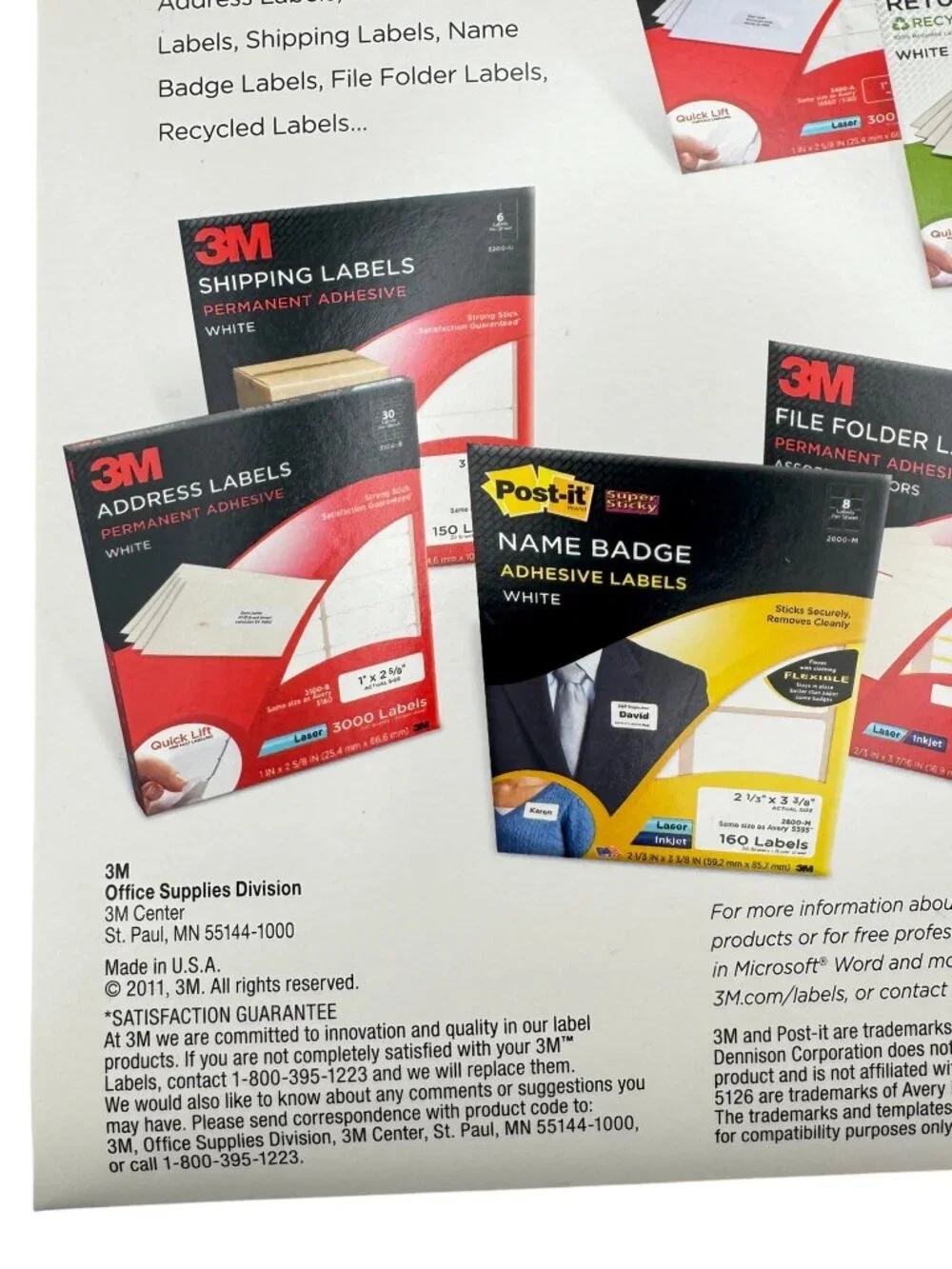5 Pack 3M Inkjet Shipping Labels 3200-V 5.5
